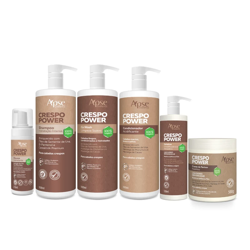 Apse Cosmetics - Kitão Curly Power - Cleansing + Finishing (Shampoo, Co Wash, Conditioner, Cream, Gelatin, and Mousse) - 6 items