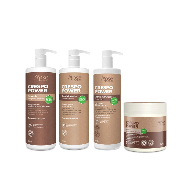 Apse Cosmetics - Kitão Curly Power - Co Wash, Conditioner, Mask, and Styling Cream (4 ITEMS)