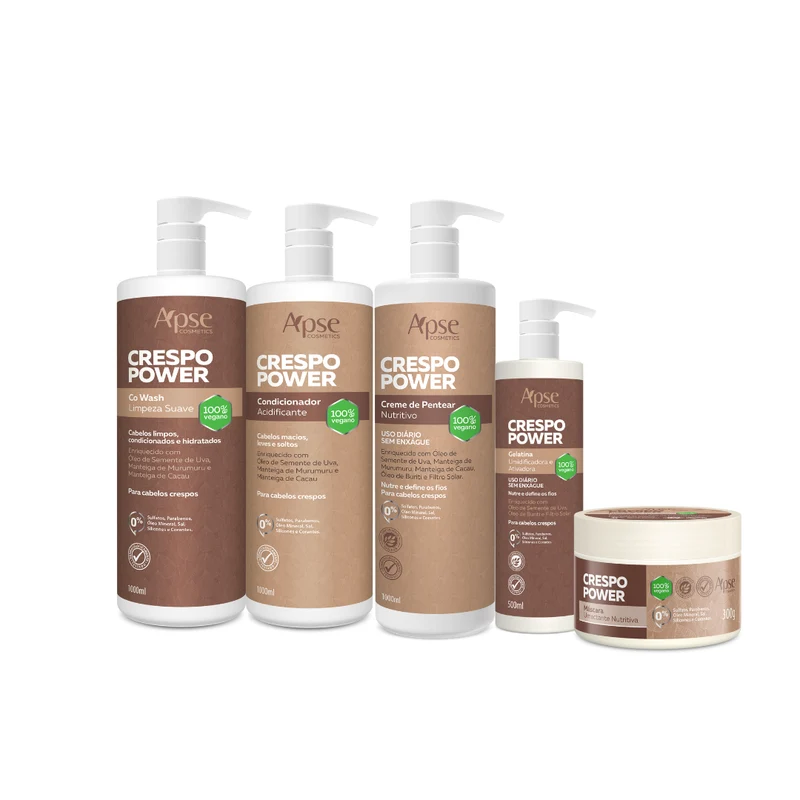 Apse Cosmetics - Kitão Curly Power - Co Wash, Conditioner, Gelatin, Mask, and Styling Cream (5 ITEMS)
