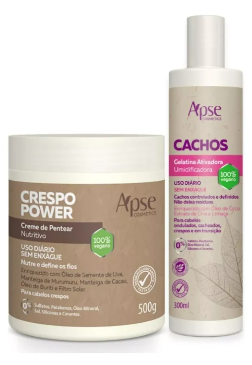 Apse Cosmetics - Curls and Kinky Hair Finishing Kit - Gelatin and Leave-in Cream (2 items)