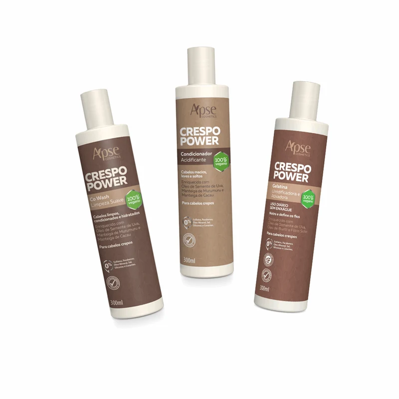 Apse Cosmetics - Power Curly Hair Kit - Co Wash, Conditioner, and Gelatin (3 ITEMS)