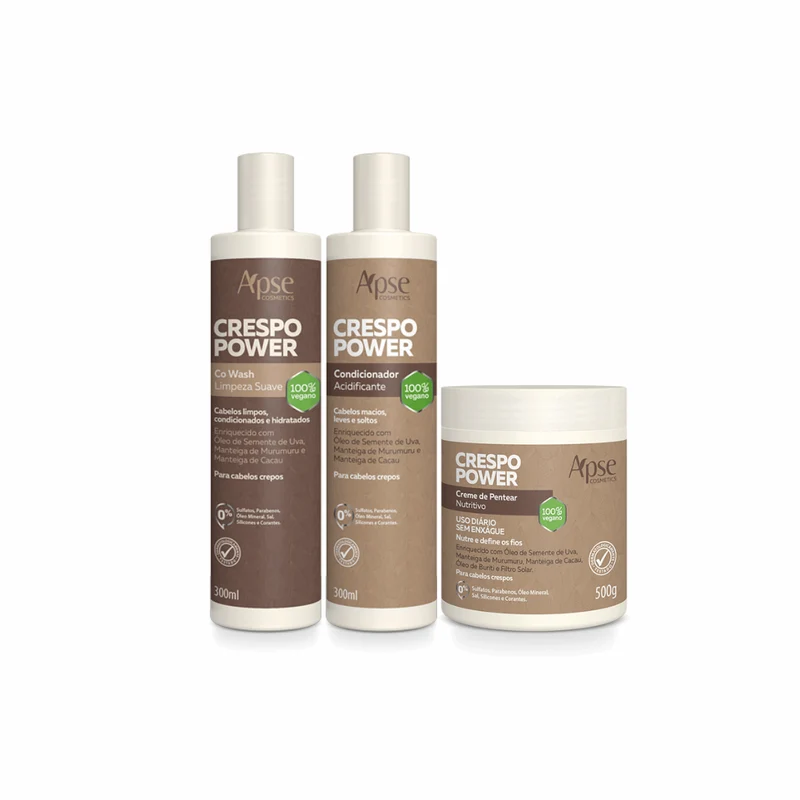 Apse Cosmetics - Power Curly Hair Kit - Co Wash, Conditioner, and Styling Cream (3 ITEMS)