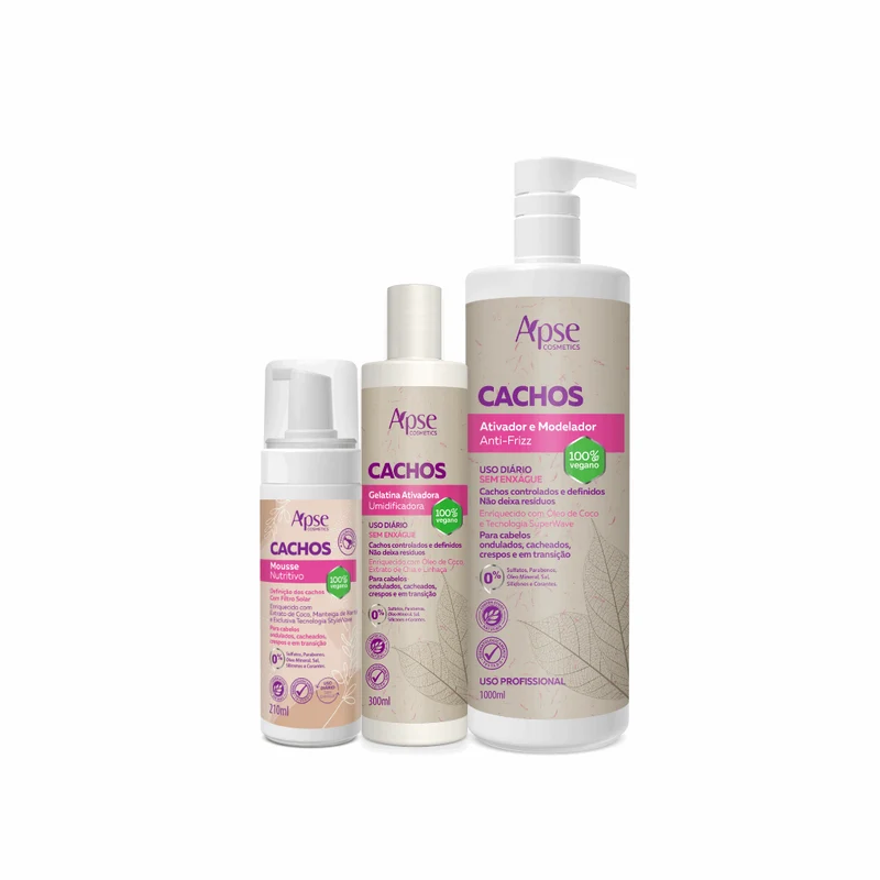 Apse Cosmetics - Curl Finishing Kit - Mousse, Activator, and Gelatin (3 items)