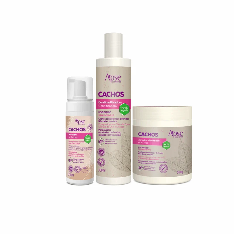 Apse Cosmetics - Curl Finishing Kit - Activator, Gelatin, and Mousse (3 ITEMS)