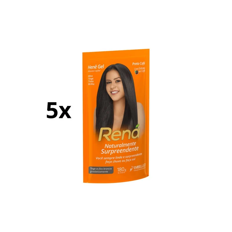 Embelleze 5 Pack of Hene Black Coffee Hair Color Smoothing Straightening Cream 180g