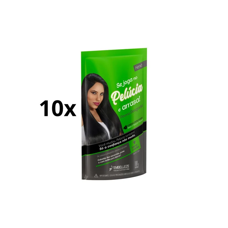 Embelleze Lot of 10 Semprebella Pelucia Hair Hene Desired Brunette Pouch 180g - Includes 6.35 oz Each