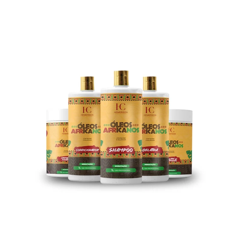 Hemerson dos Cachos Oleos Africanos Curly Hair African Oils Treatment Kit 5x1l (5x 35 fl oz)