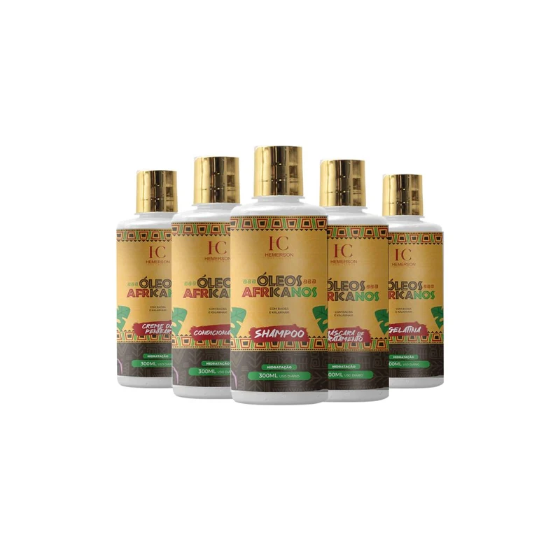 Hemerson dos Cachos Oleos Africanos Curly Hair African Oils Treatment Kit 5x300ml (16.9 fl oz each)