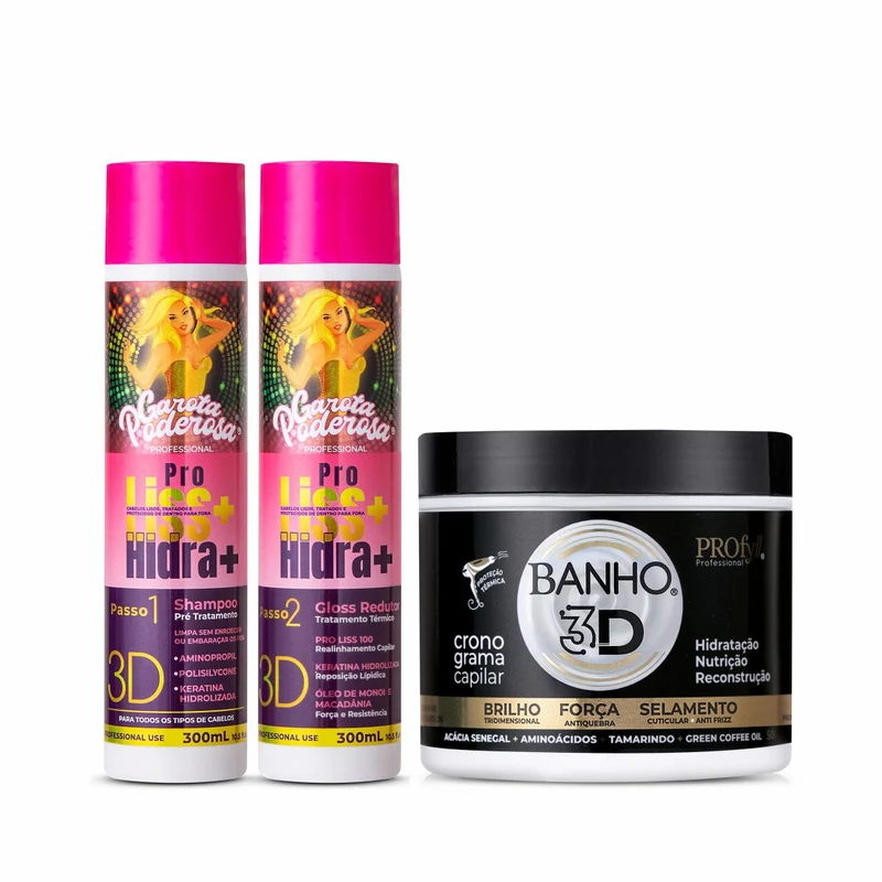 Garota Poderosa ProLiss Hair Reducer 2x300ml + 3D Bath Mask Kit