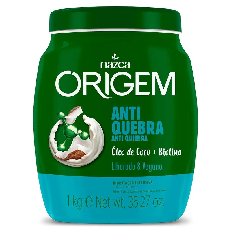Origem Moisturizing Anti Break Coconut Oil Biotin Vegan Hair Mask 1kg - Nazca