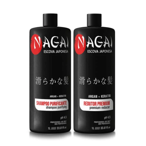 Nagai Japonese Argan Keratin Progressive Brush Restore Kit 2x1L - Fio Perfeitto