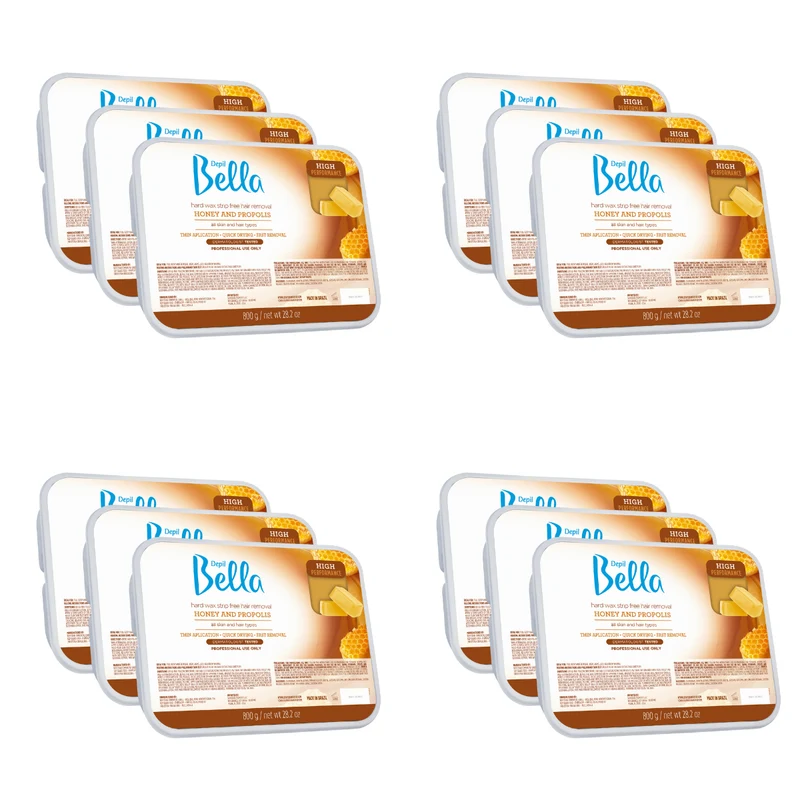 Depil Bella High Performance Hard wax Hair Removal Honey with propolis 28.2 Oz (12 Units )