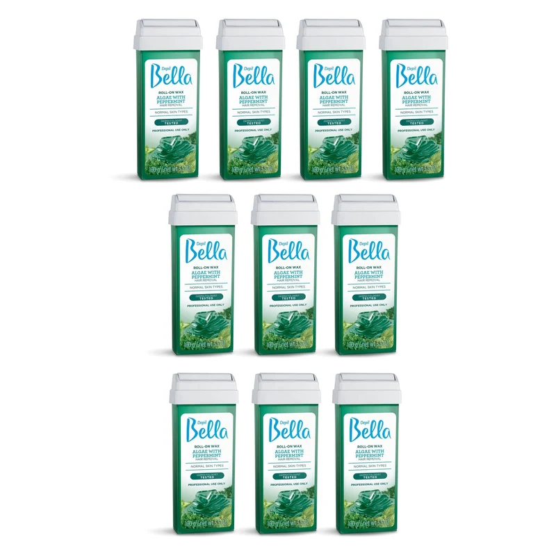 Depil Bella Roll-On Algae with Peppermint Wax Hair Removal Cartridges 3.52Oz (10 Units )
