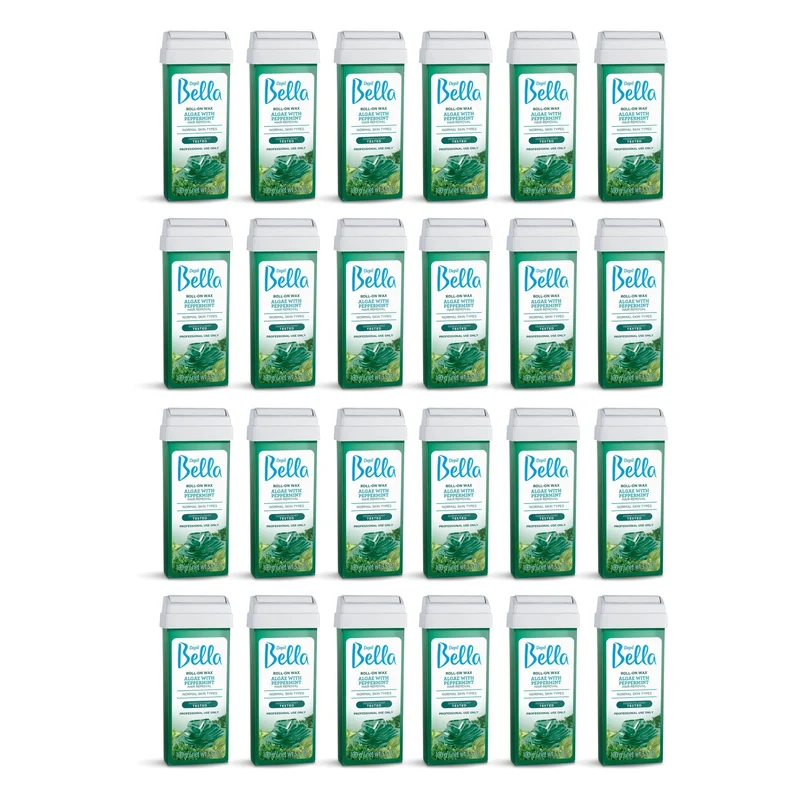 Depil Bella Roll-On Algae with Peppermint Wax Hair Removal Cartridges 3.52Oz (24 Units )