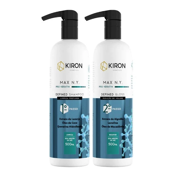 Defined Gloss Protein Pro Keratin Progressive Brush Volume Reducer Max N.Y Gloss 2x500ml - Kiron