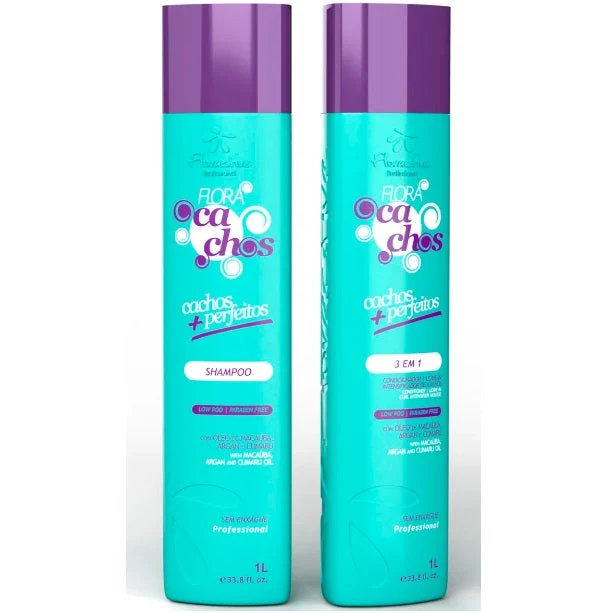 Flora Cachos Curls Treatment Curly Hair Moisturizing Maintenance Kit 2x1L - Floractive