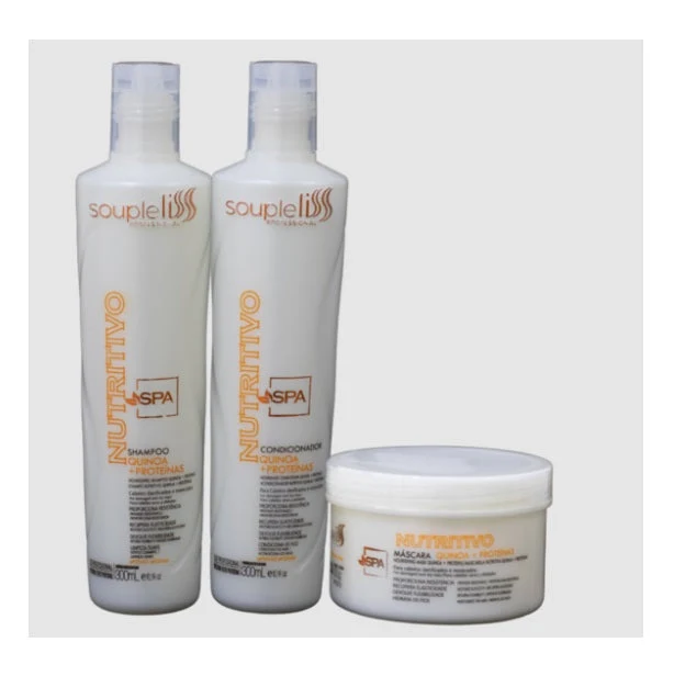 Nourishing Spa Nutritivo Damaged Dry Hair Quinoa Proteins Treatment Kit 3x300 - Souple Liss