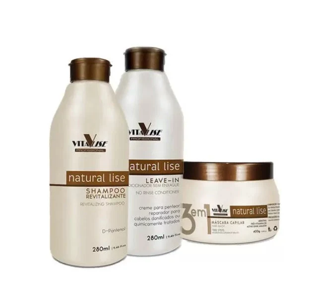 Natural Lise Revitalizing Post Chemistry Home Care Hair Treatment Kit 3 Itens - Detra Hair