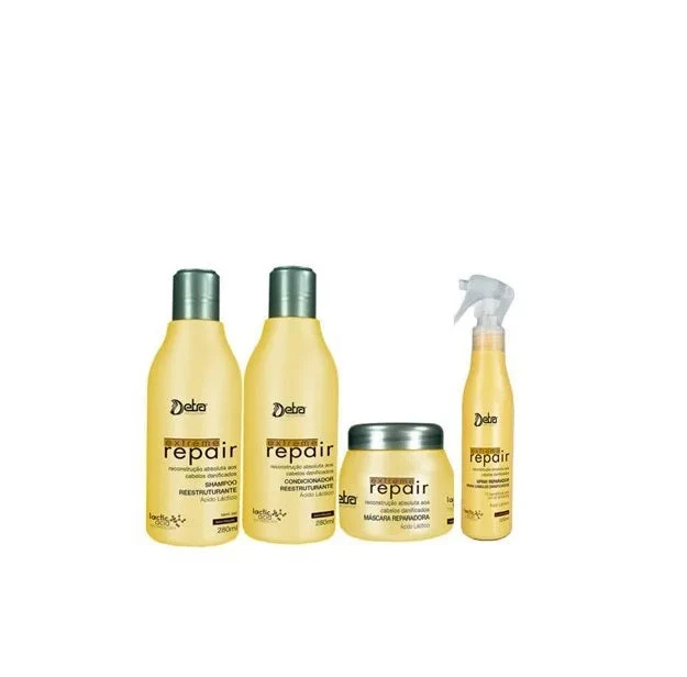 Extreme Repair Damaged Hair Nourishing Restructuring Repair Treatment Kit 4 Itens - Detra Hair