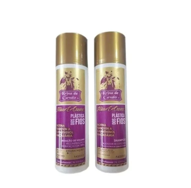 Horse Krina de Cavalo Hair Plastic Volume Reducer Hair Straightening Kit 2x1L - Nanovin
