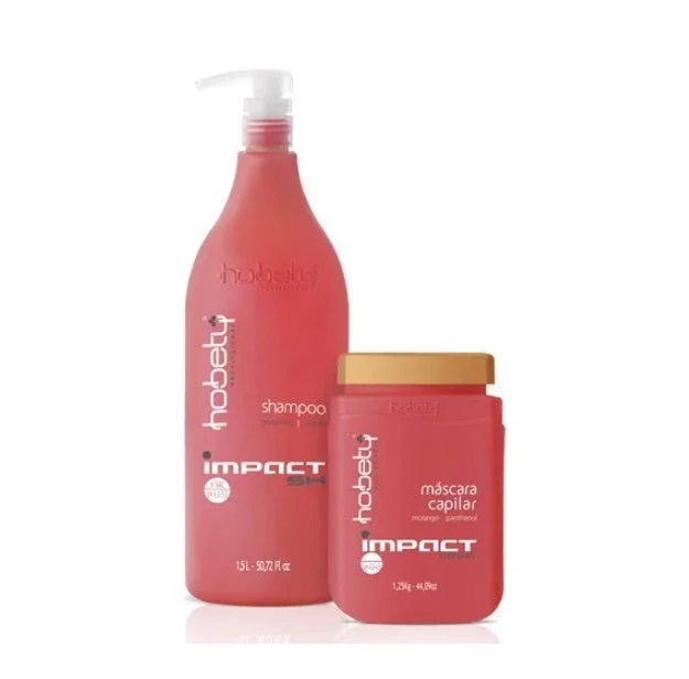 Strawberry Impact Hair Hydration Shine Silkiness Restore Treatment Kit 2 Itens - Hobety