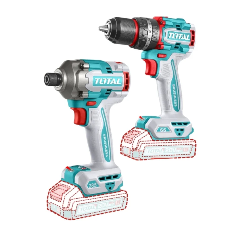 Total Combo Taladro Inalámbrico de Impacto + Destornillador 20V, UTCKLI20277