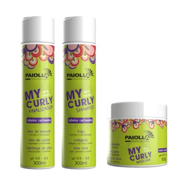 My Curly Curls Waves Treatment Hair Moisturizing Maintenance Kit 3 Itens - Paiolla