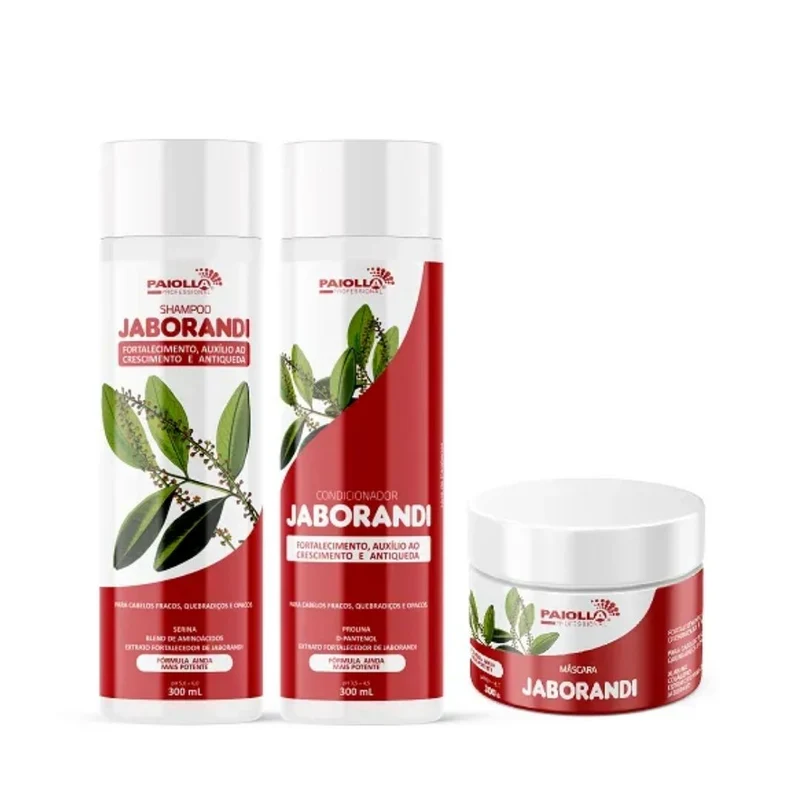 Jaborandi Hair Growth Fortifying Home Care Anti Loss Control Kit 3 Itens - Paiolla