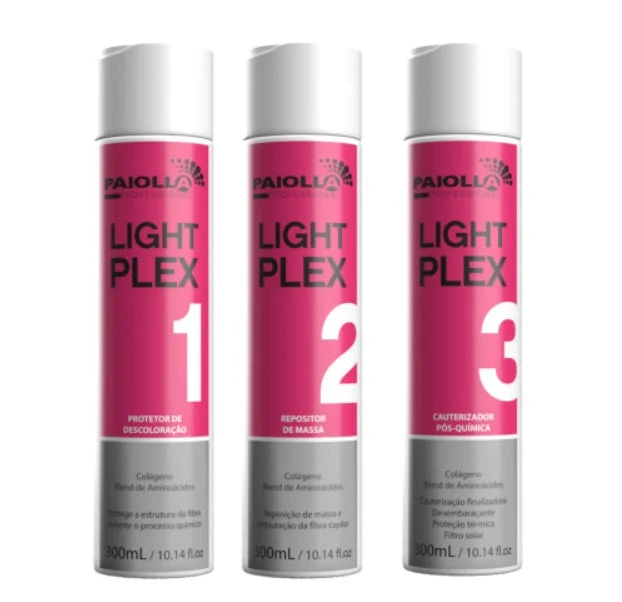 Light Plex Discoloration Protector Hair Cauter Treatment Kit 3x300ml - Paiolla