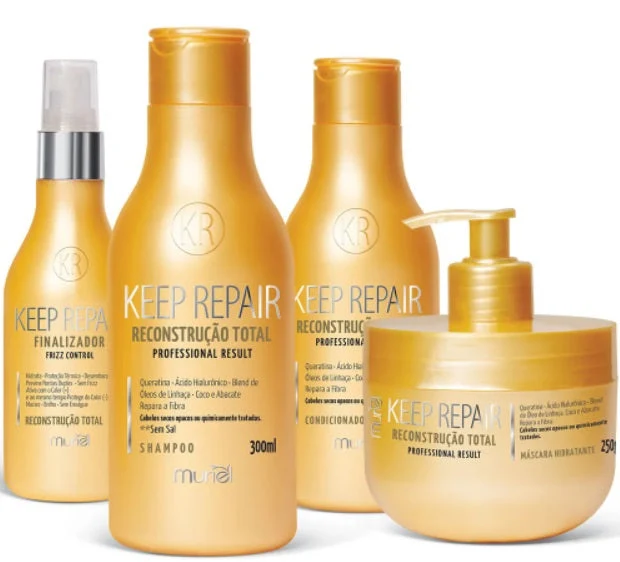 Keep Repair Reconstruction Hyaluronic Acid Oils Hair Treatment Kit 4 Itens - Muriel