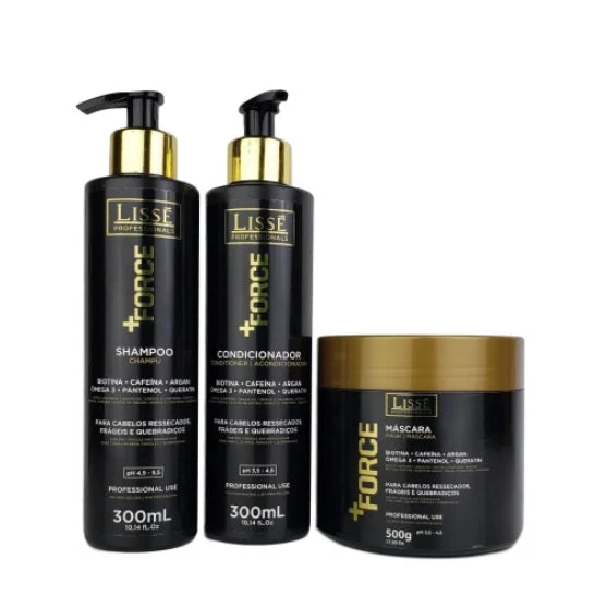 Force Moisturizing Panthenol Caffeine Vitamins Hair Treatment Kit 3 Itens - Lissé