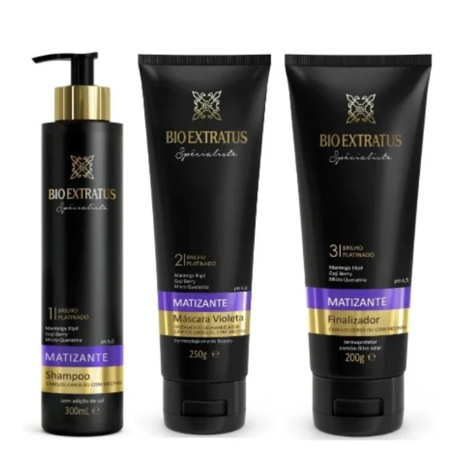 Violet Tinting Blond White Hair Neutralizing Treatment Kit 3 Itens - Bio Extratus