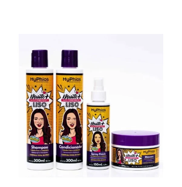 Muito + Liso Very Smooth Dry Hair Recovery Treatment Kit 4 Itens - My Phios
