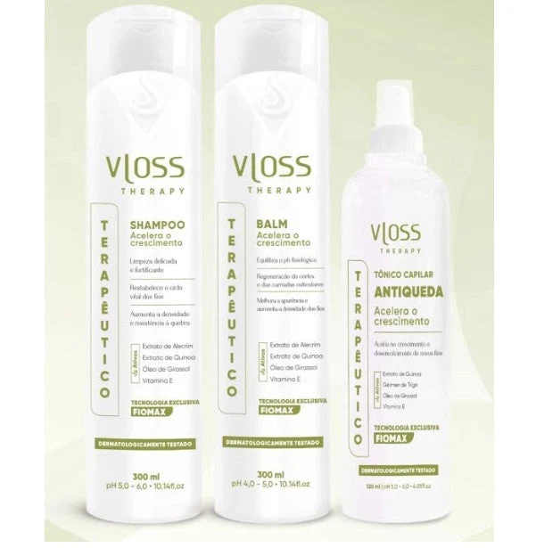 Therapy Fiomax Anti Hair Loss Scalp Treatment Home Care Kit 3 Itens - Vloss