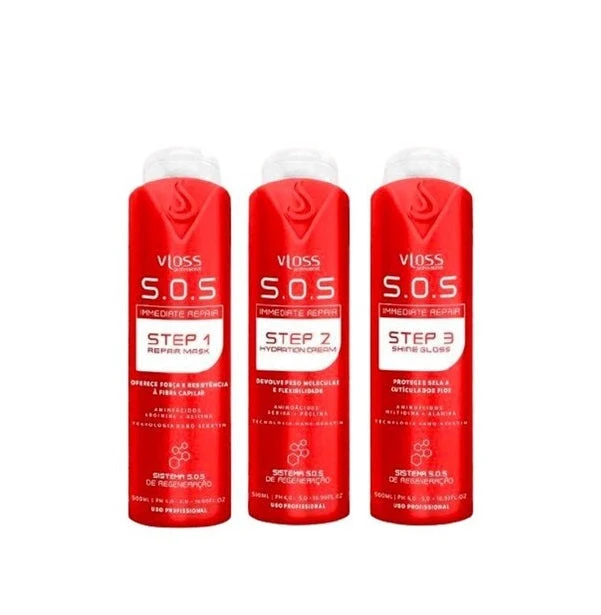 Immediate Repair SOS Damaged Hair Restore Treatment Kit 3x500ml - Vloss