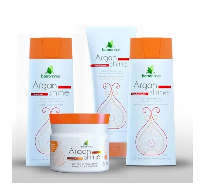 Argan Shine Home Care Hair Maintenance Treatment Kit 4 Itens - Barrominas