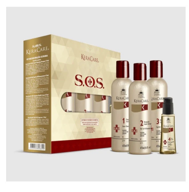 KeraCare SOS Hair Reconstructor Treatment Recovery Resistance Kit 4 Itens - Avlon