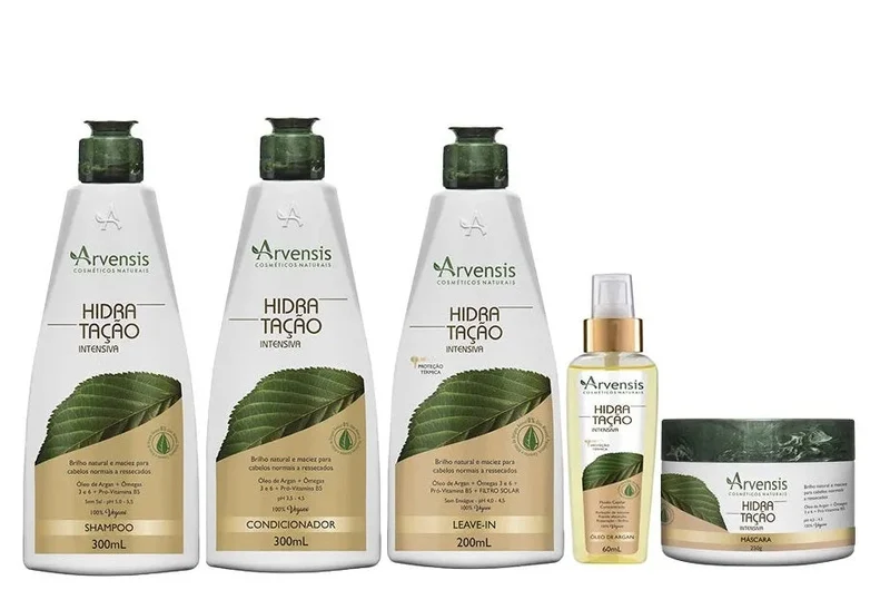 Intensive Hydration Argan Dry Hair Vegan Treatment Kit 5 Itens - Arvensis