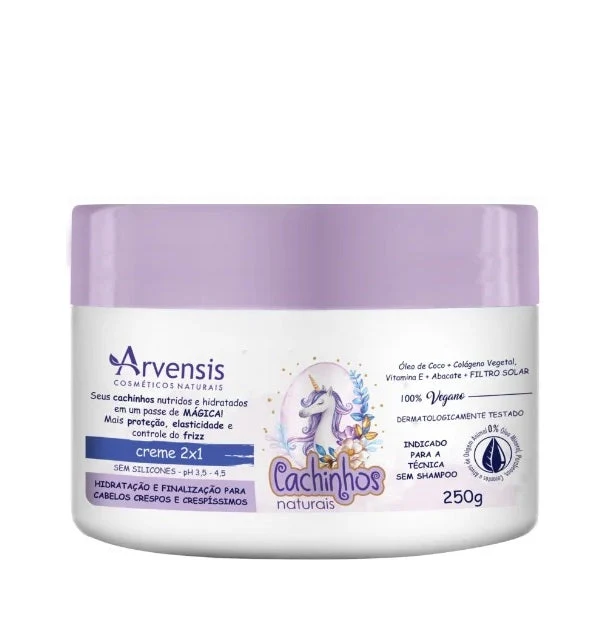 Cachinhos Natural Curls Crespos Curly Hair 2 in 1 Vegan Mask 250g - Arvensis