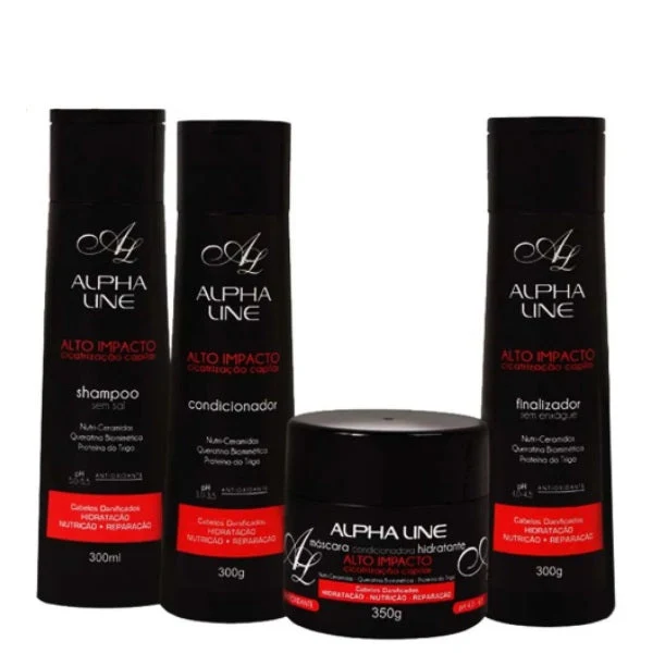 High Impact Hair Healing Repair Shine Keratin Treatment Kit 4 Itens - Alpha Line