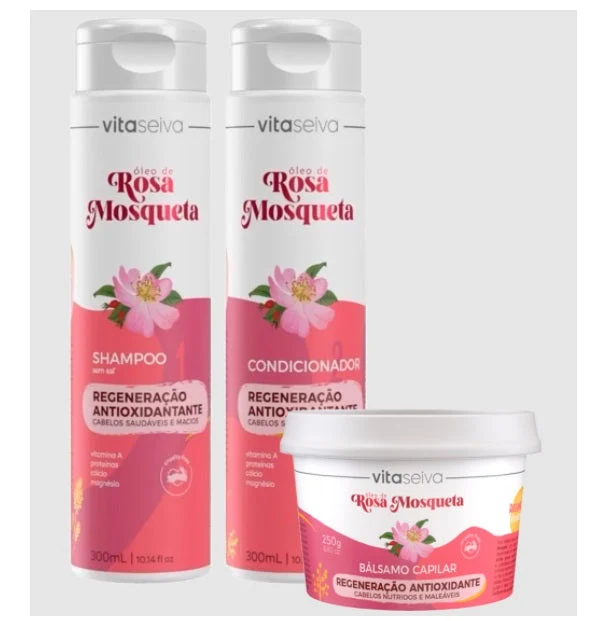 Rosa Mosqueta Rosehip Renerative Moisturizing Treatment Kit 3 Itens - Vita Seiva