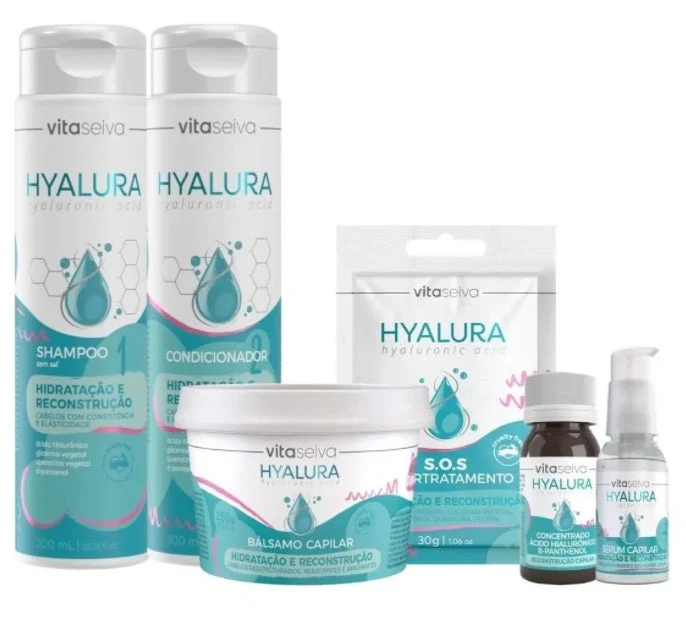 Hyalura Hyaçuronic Acid Keratin D-Panthenol Hair Treatment Kit 6 Itens - Vita Seiva