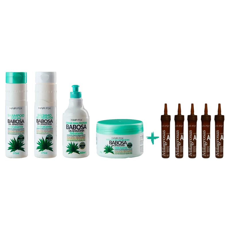 Hair Fly Amazon Babosa (Aloe Vera) Combo + Vitamin A Ampoules