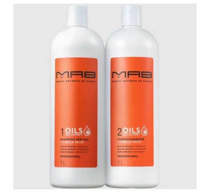 Oils Recovery Dry Hair Nourishing Softness Shine Daily Treatment Kit 2x1L - MAB