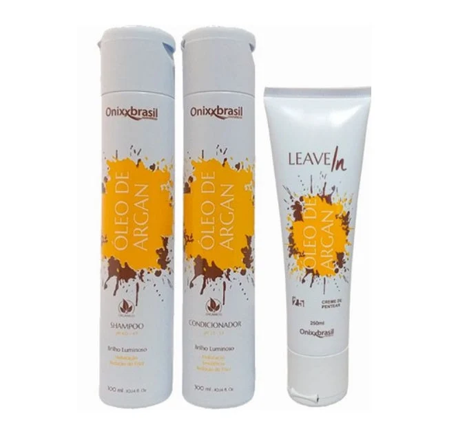 Argan Oil Nourishing Reconstruction Shine Hydration Treatment Kit 3 Itens - Onixx