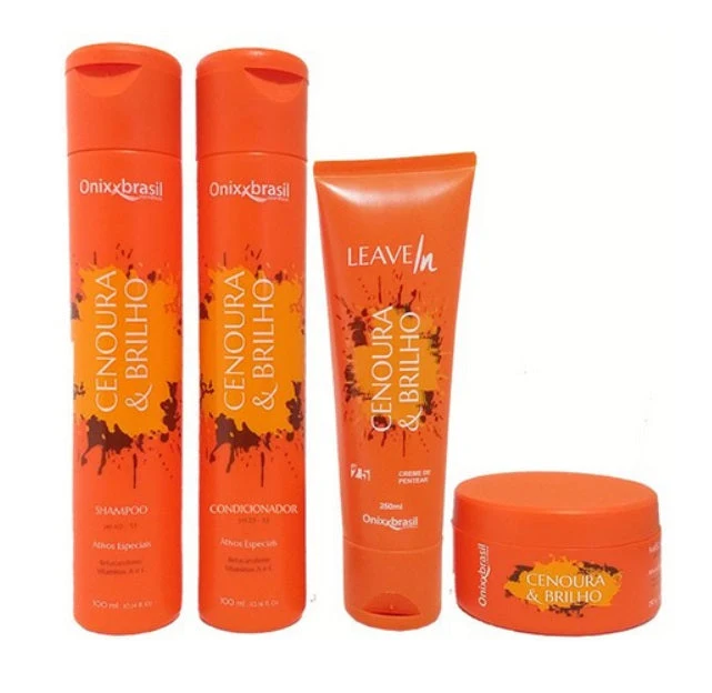 Carrot Shine Hydration Vitamins A & C Protection Hair Treatment Kit 4 Itens - Onixx