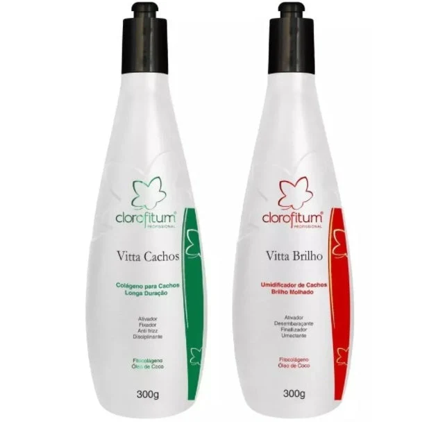 Vitta Curls Shine Curly Wavy Anti Frizz Hydration Treatment Kit 2x300 - Clorofitum