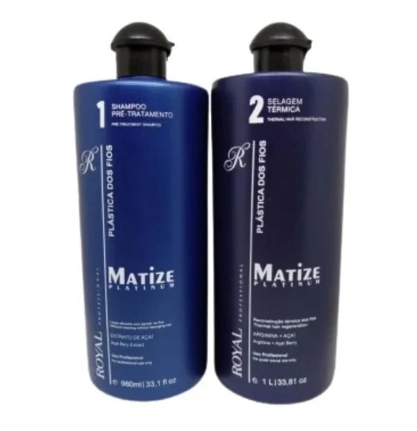 Hair Plastic Matize Platinum Tinting Blond Sealing Kit 2 Itens - Royal Professional