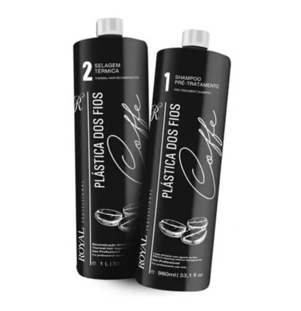 Hair Plastic Coffee Straightening Thermal Sealing Kit 2 Itens - Royal Professional