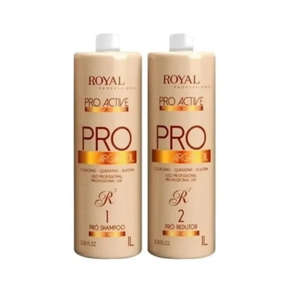 Argan Progressive Brush Hair Straightening Reducer Kit 2x1L - Royal Professional